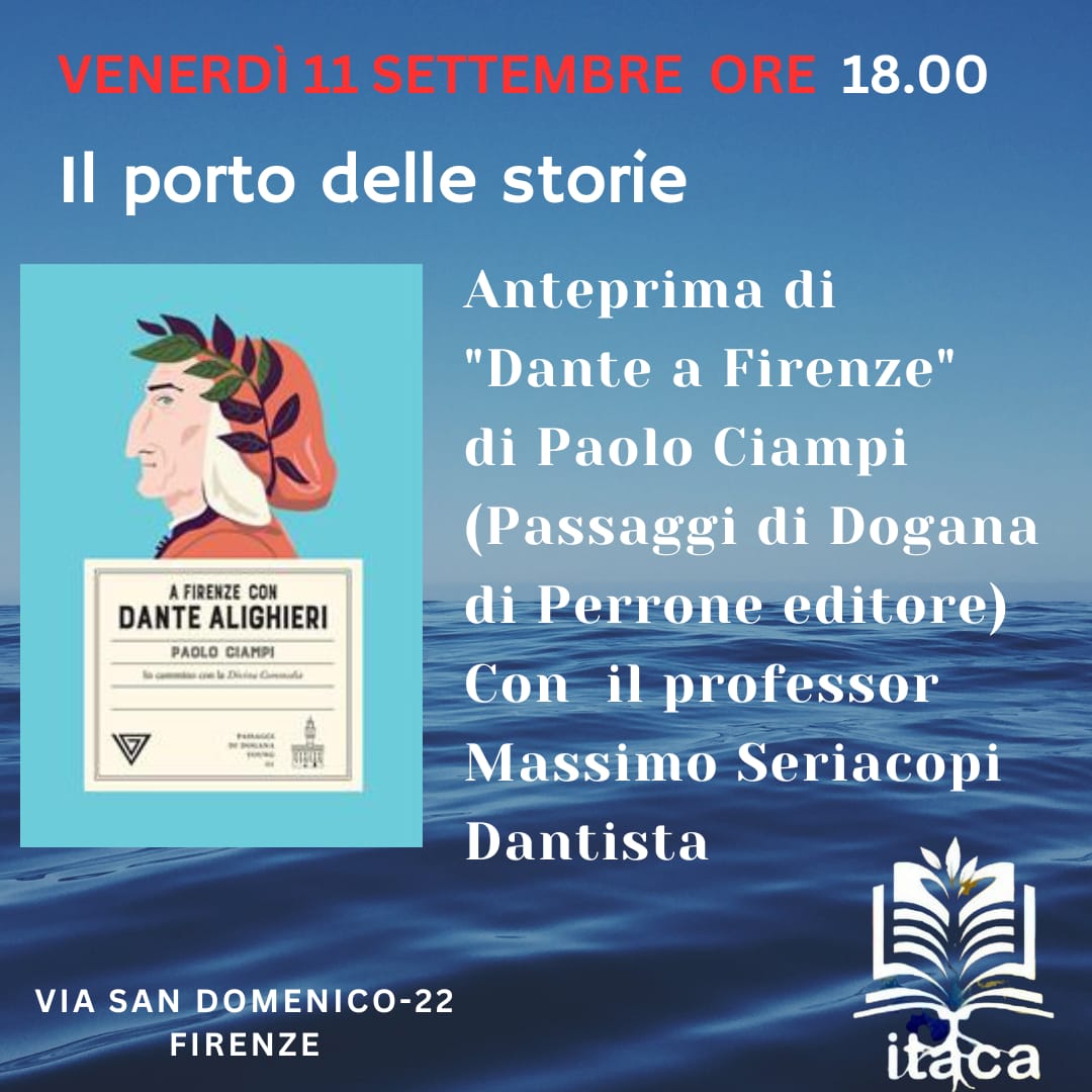 Locandina anteprima presentazione "A Firenze con Dante Alighieri" a Itaca